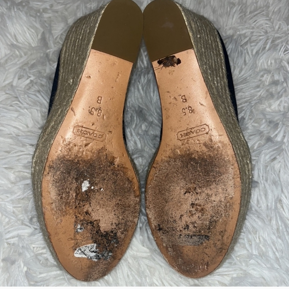 COACH blaine espadrille wedge 8.5 denim